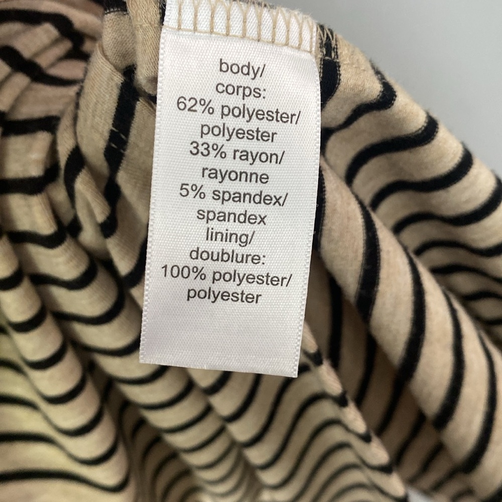 Women’s casual strapless summer dress. Brand is Maurice’s tan & black striped. - Picture 4 of 4